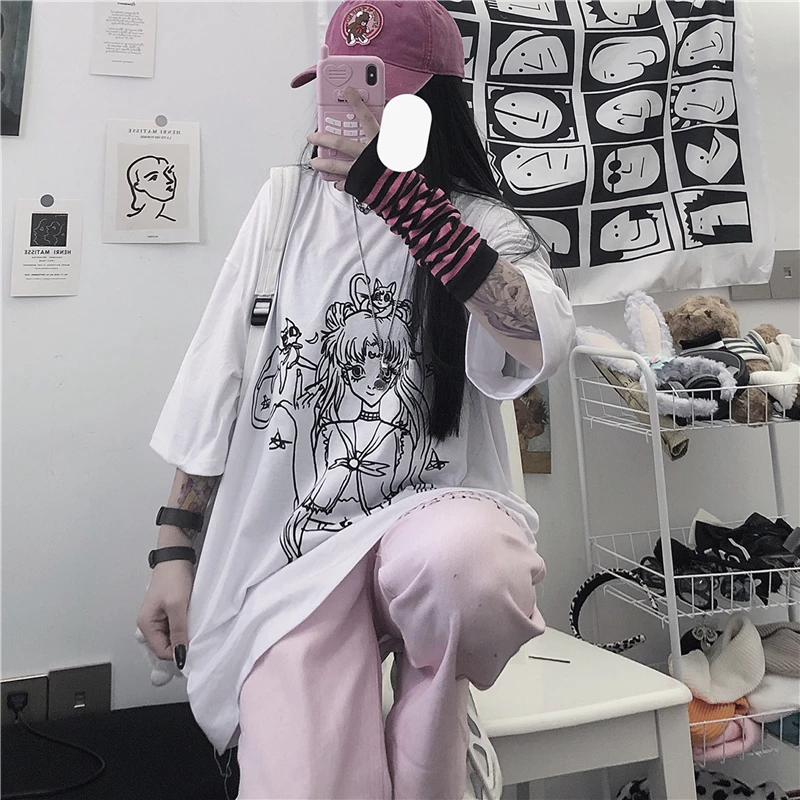 Summer Harajuku style Japanese new cartoon print wild loose round neck short sleeve T-shirt women
Summer Harajuku style Japanese new cartoon print wild loose round neck short sleeve T-shirt women
