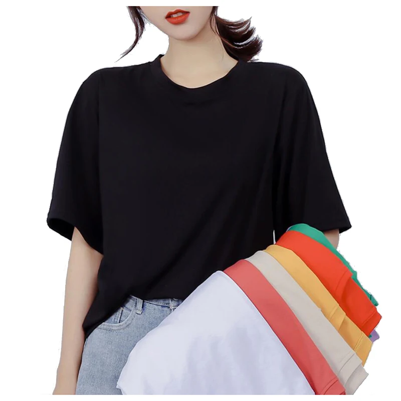 Summer New Half Sleeve Female T-shirt White Black Blue Tee O-Neck Loose Fashion Tops Breathable Casual T-shirts for Women
Summer New Half Sleeve Female T-shirt White Black Blue Tee O-Neck Loose Fashion Tops Breathable Casual T-shirts for Women