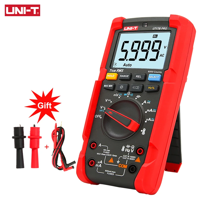 

Цифровой мультиметр UNI-T UT15B UT17B UT18B Pro, 1000 В, True RMS, ручной тестер напряжения постоянного и переменного тока, измеритель частоты и емкости