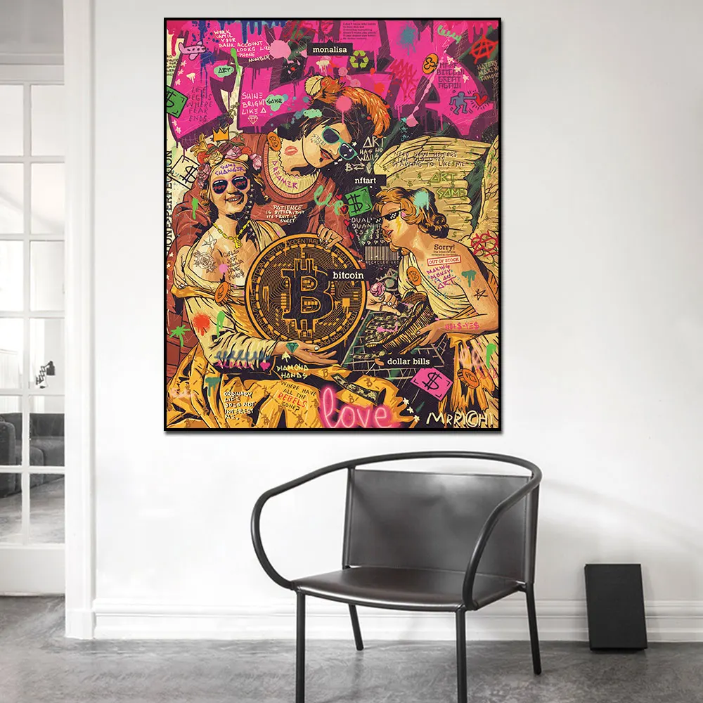 Classic Woman With Bitcoin Graffiti Pop Art Painting Canvas Print Wall Picture For Living Room Home Decoration Frameless
Classic Woman With Bitcoin Graffiti Pop Art Painting Canvas Print Wall Picture For Living Room Home Decoration Frameless