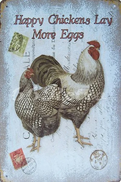 Happy Chickens Lay More Eggs Tin Sign, Rooster Metal Tin Sign, Vintage Style Wall Ornament Coffee & Bar Decor
Happy Chickens Lay More Eggs Tin Sign, Rooster Metal Tin Sign, Vintage Style Wall Ornament Coffee & Bar Decor