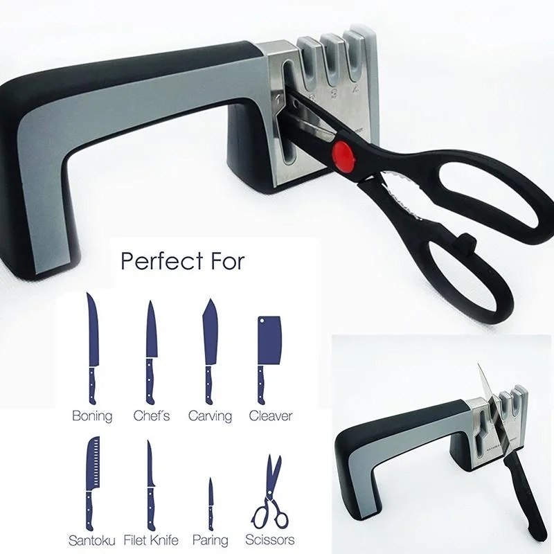 4 in 1 Scissor and Knife Sharpener Stainless Steel Ceramic Sharpening Stone Professional Manual Diamond Sharpener Kitchen Tools
4 in 1 Scissor and Knife Sharpener Stainless Steel Ceramic Sharpening Stone Professional Manual Diamond Sharpener Kitchen Tools