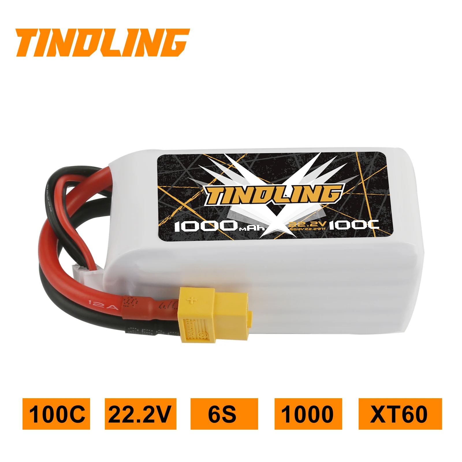 2PCS TINDLING Lipo Battery 1000mAh 6S 22.2V 100C with XT60Plug For RC Car FPV Drone Helicopter Airplane Boat Truck
2PCS TINDLING Lipo Battery 1000mAh 6S 22.2V 100C with XT60Plug For RC Car FPV Drone Helicopter Airplane Boat Truck