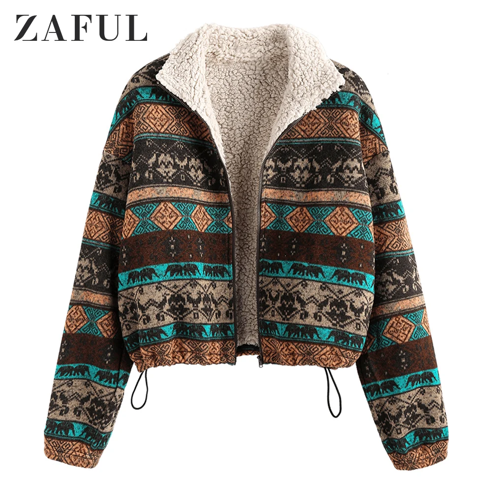 ZAFUL Tribal Print Plaid Faux Fur Lined Jacket Women High Waist Hoodies Sweatshirts Autumn Spring Vintage Jackets Coats Outwear
ZAFUL Tribal Print Plaid Faux Fur Lined Jacket Women High Waist Hoodies Sweatshirts Autumn Spring Vintage Jackets Coats Outwear