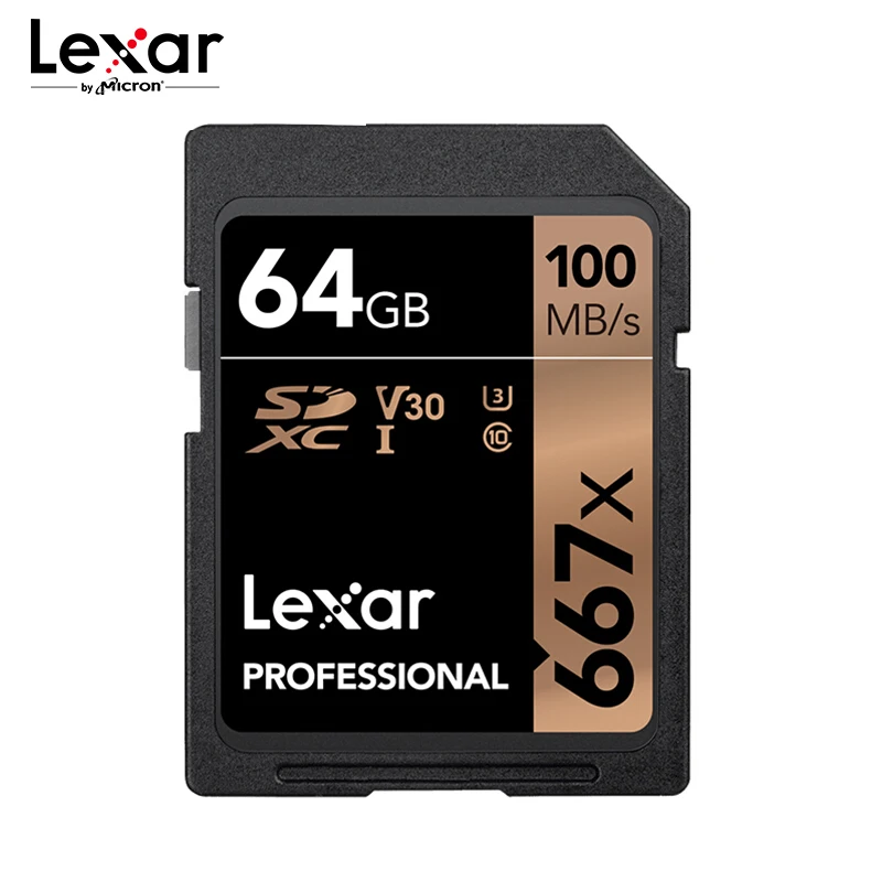 

SD-карта Lexar 667x, класс 10, 128 ГБ, 256 ГБ, C10, U3, UHS-I, макс. 100, МБ/с., SD-карта для 1080P Full HD 3D и 4K видео