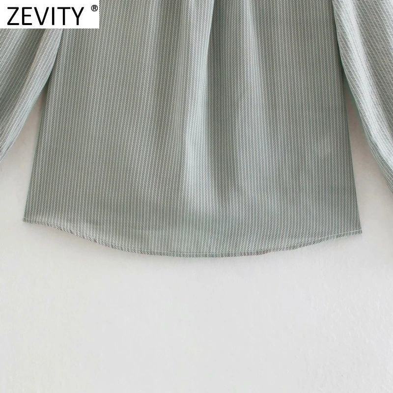 Женская элегантная шифоновая блузка Zevity в полоску с круглым вырезом Офисная