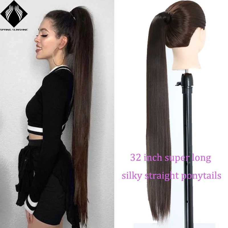 32 inch super long silky straight ponytail Wrap Around Clip In Ponytail Extension Heat Resistant Synthetic Pony Tail Fake Hair 
32 inch super long silky straight ponytail Wrap Around Clip In Ponytail Extension Heat Resistant Synthetic Pony Tail Fake Hair
