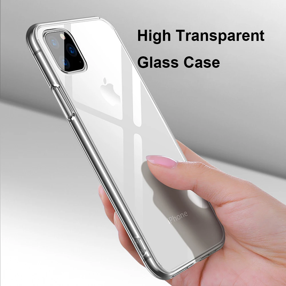 Ультратонкий чехол OTAO из закаленного стекла для iPhone 11 Pro Max прозрачная стеклянная