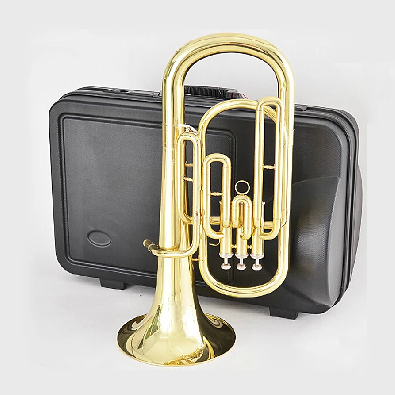 Bb Baritone гудок Музыкальные инструменты с ABS Чехол мундштук Желтая латунь баритон