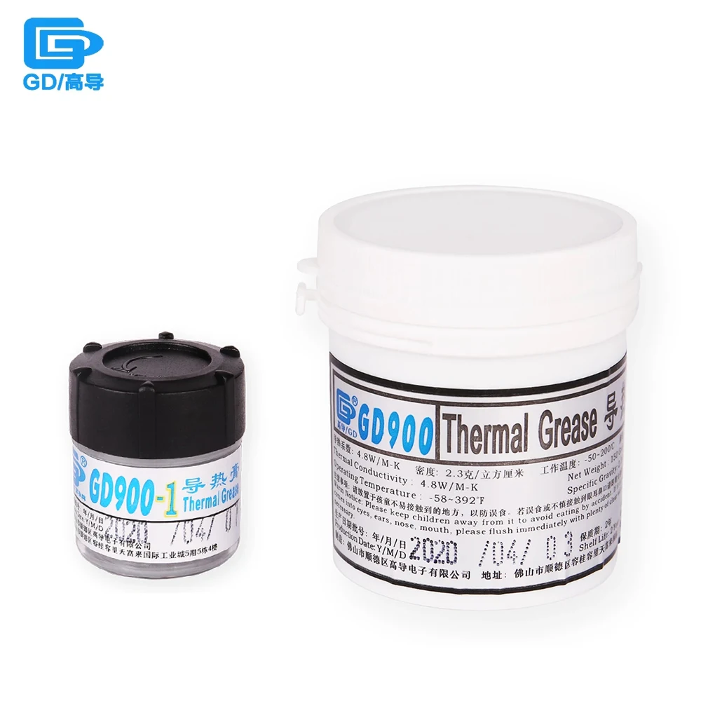 GD900 Thermal Conductive Grease Paste Silicone Plaster Heatsink Compound High Performance For CPU CN30/CN150 4.8/6W/M-K
GD900 Thermal Conductive Grease Paste Silicone Plaster Heatsink Compound High Performance For CPU CN30/CN150 4.8/6W/M-K