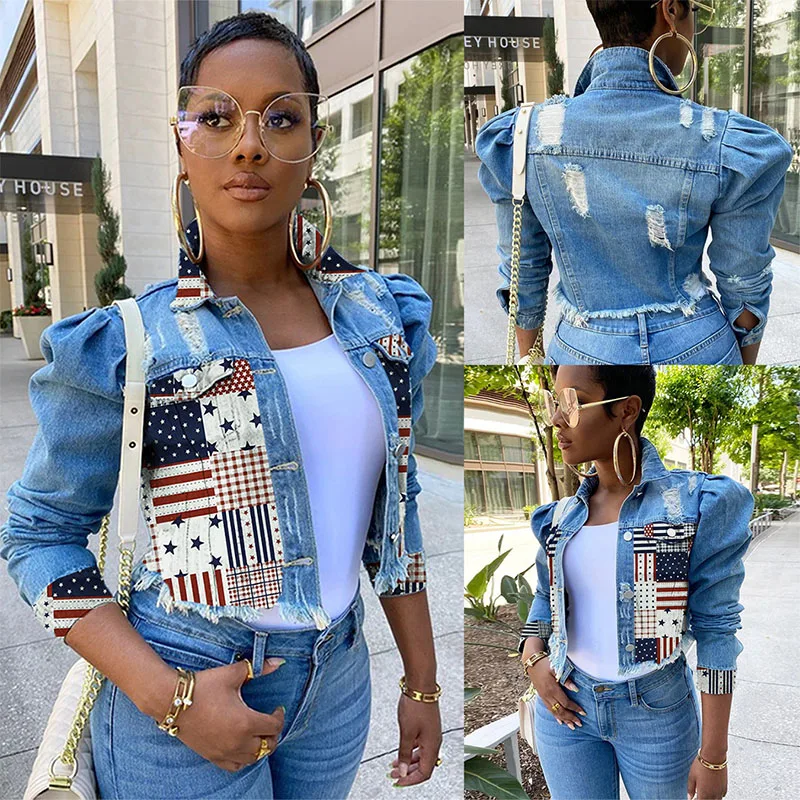Women Sexy Ripped Denim Jackets Vintage Casual Short Jean Jacket Puff Sleeve Winter Female Streetwear Patch Designs Tassel Coats
Women Sexy Ripped Denim Jackets Vintage Casual Short Jean Jacket Puff Sleeve Winter Female Streetwear Patch Designs Tassel Coats