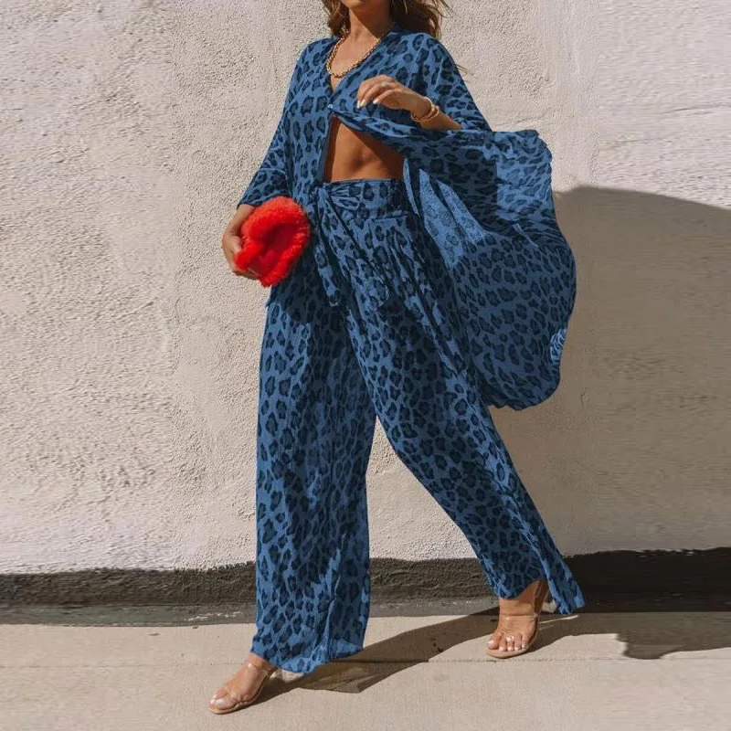 Spring Summer Leopard Print Women Two Piece Sets Spring Wide Leg Pants Suit Sexy Oversized Loose Streetwear Outfits 2021 New 
Spring Summer Leopard Print Women Two Piece Sets Spring Wide Leg Pants Suit Sexy Oversized Loose Streetwear Outfits 2021 New