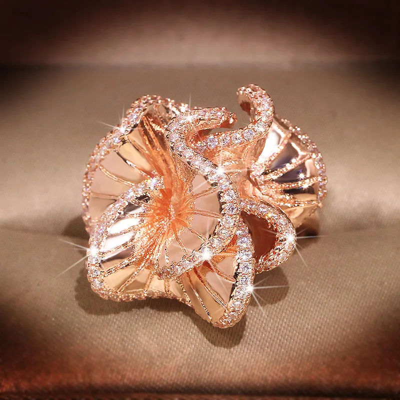 Elegant Camellia Flower AAA Zircon Wedding Rings for Women Luxury Rose Gold Color Crystals Engagement Bridal Ring Trendy Jewelry
Elegant Camellia Flower AAA Zircon Wedding Rings for Women Luxury Rose Gold Color Crystals Engagement Bridal Ring Trendy Jewelry