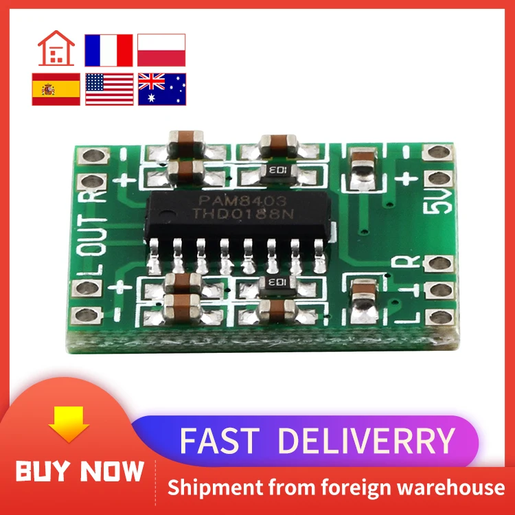 Green PAM8403 Super Mini Digital Amplifier Board 2 * 3W Class D Digital 2.5V To 5V Power Amplifier Board Efficient hot new
Green PAM8403 Super Mini Digital Amplifier Board 2 * 3W Class D Digital 2.5V To 5V Power Amplifier Board Efficient hot new