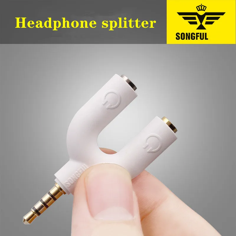 

U Type Adapter Dual 3.5 MM Headphone Plug Audio Cables Splitter Microphone 2 in 1 Swivel Connector for Smartphone MP3 MP4 Playe