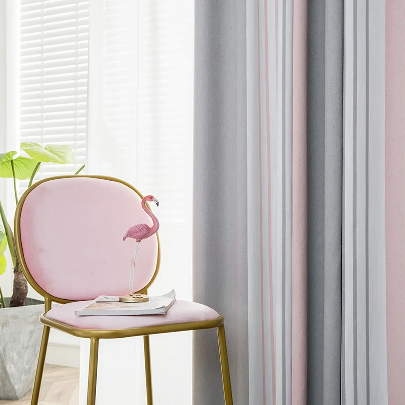 Nordic Gray-pink Collision Striped Jacquard Shading Curtains for Living Dining Room Bedroom.
Nordic Gray-pink Collision Striped Jacquard Shading Curtains for Living Dining Room Bedroom.