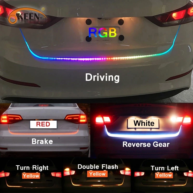 OKEEN Amber Turn Signal Flow Led Trunk Strip Light Tailgate Luggage 12V Car Rear Lamp Dynamic Streamer Floating RGB Led Strip
OKEEN Amber Turn Signal Flow Led Trunk Strip Light Tailgate Luggage 12V Car Rear Lamp Dynamic Streamer Floating RGB Led Strip