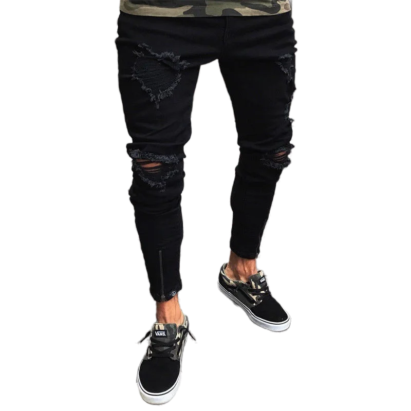 Mens Cool Designer Brand Black Jeans Skinny Ripped Destroyed Stretch Slim Fit Hop Hop Pants With Holes For Men
Mens Cool Designer Brand Black Jeans Skinny Ripped Destroyed Stretch Slim Fit Hop Hop Pants With Holes For Men
