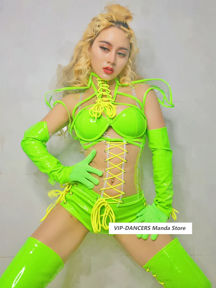 Fluorescent Green Stage Costume Sexy Transparent Tops Nightclub Singer Jazz Gogo Dance Performance Clothes Rave Outfit VDB3864
Fluorescent Green Stage Costume Sexy Transparent Tops Nightclub Singer Jazz Gogo Dance Performance Clothes Rave Outfit VDB3864