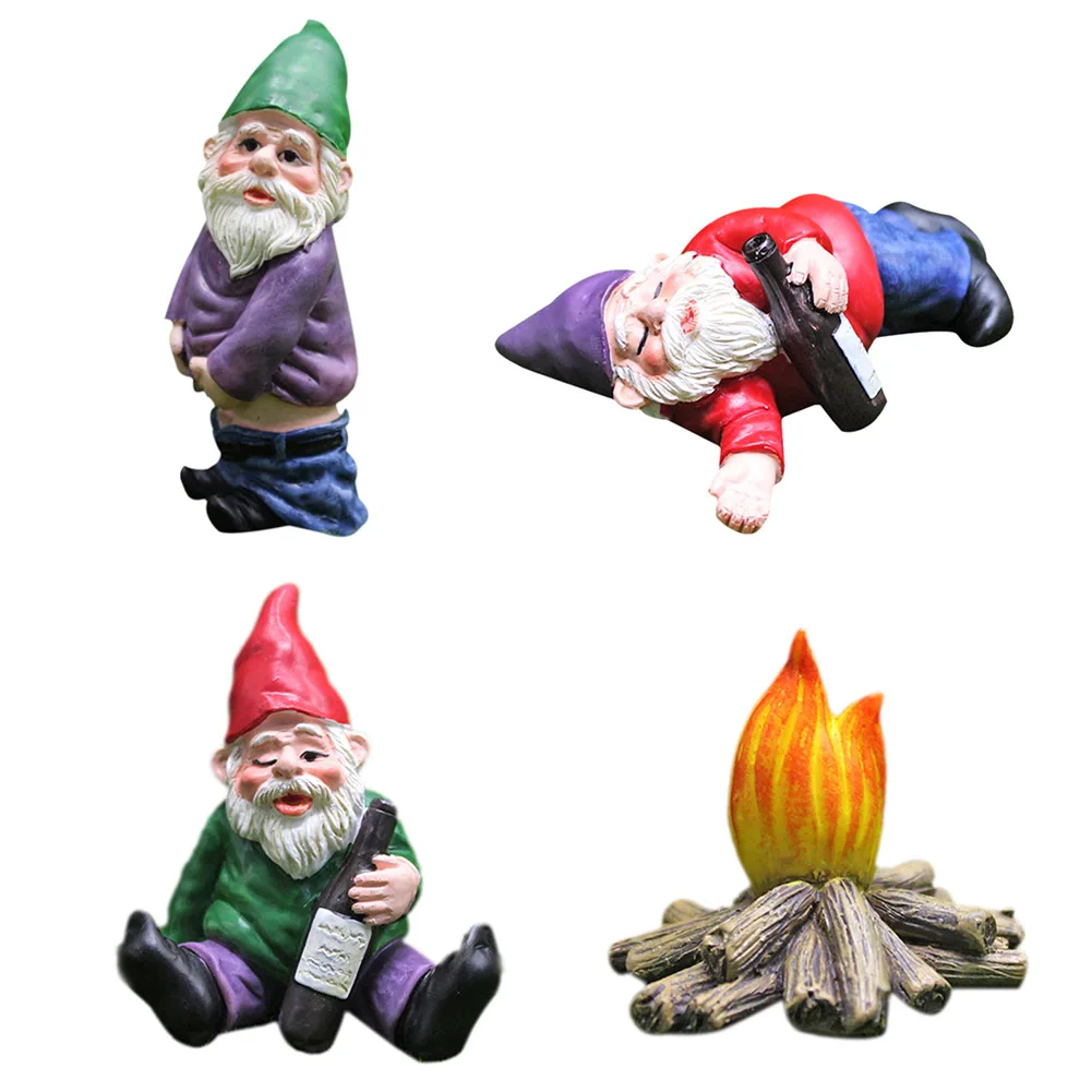 4 PCS/Set Resin Garden Drunk Gnomes Miniature Ornaments Mini Dwarf Bonfire Statues Garden Accessories Decorations For Doll
4 PCS/Set Resin Garden Drunk Gnomes Miniature Ornaments Mini Dwarf Bonfire Statues Garden Accessories Decorations For Doll