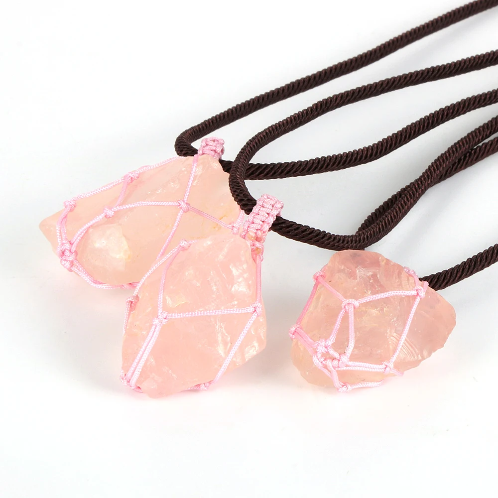 Irregular Natural Stone Pink Crystal Quartz Pendant Necklace Jewelry Handmade Braided Wrap Adjustable Choker Clavicle Chain 35mm
Irregular Natural Stone Pink Crystal Quartz Pendant Necklace Jewelry Handmade Braided Wrap Adjustable Choker Clavicle Chain 35mm