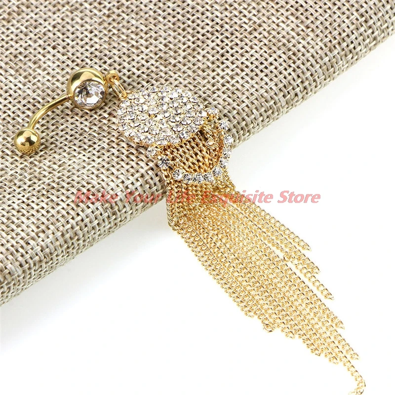 New Long Tassel Belly Button Ring With Rhinestone Round Pendant Surgical Steel Navel Piercing Bell Stud Body Jewelry
New Long Tassel Belly Button Ring With Rhinestone Round Pendant Surgical Steel Navel Piercing Bell Stud Body Jewelry