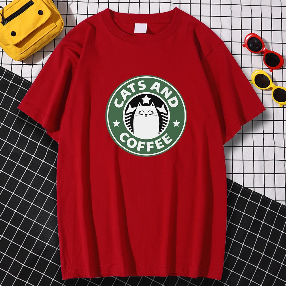 Cotton Cartoon Cats And Coffee Prints T Shirt Casual O-Neck Men's Tops Oversize Casual T-shirt For Men
Cotton Cartoon Cats And Coffee Prints T Shirt Casual O-Neck Men's Tops Oversize Casual T-shirt For Men