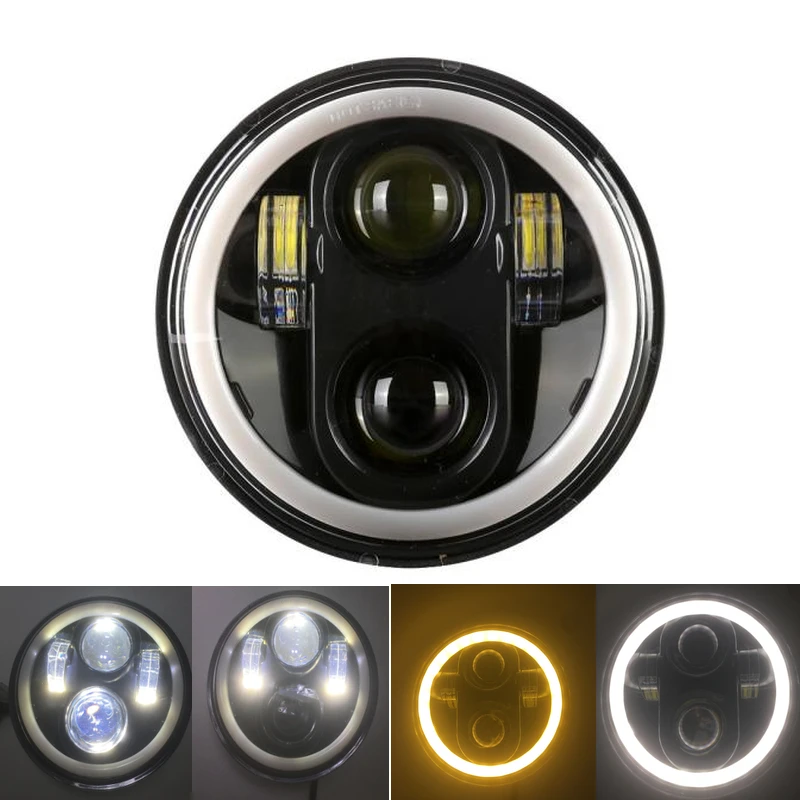 5-3/4" Round Headlamp with White/ Amber Halo Ring for Dyna Sportster XL 1200 883 5.75 Inch Motocycle LED Projector Headlight
5-3/4" Round Headlamp with White/ Amber Halo Ring for Dyna Sportster XL 1200 883 5.75 Inch Motocycle LED Projector Headlight