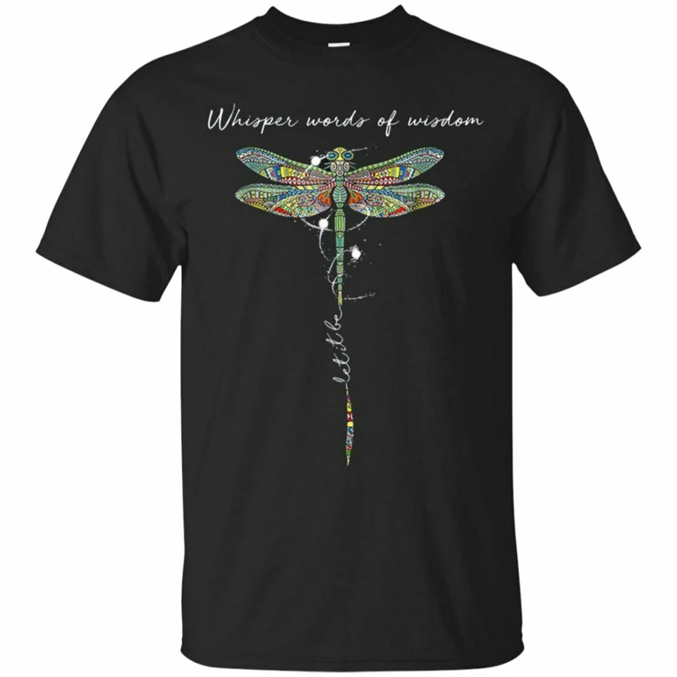 Черная футболка с короткими рукавами и надписью Whisper Words Let It Be Dragonfly S-3Xl Винтажная