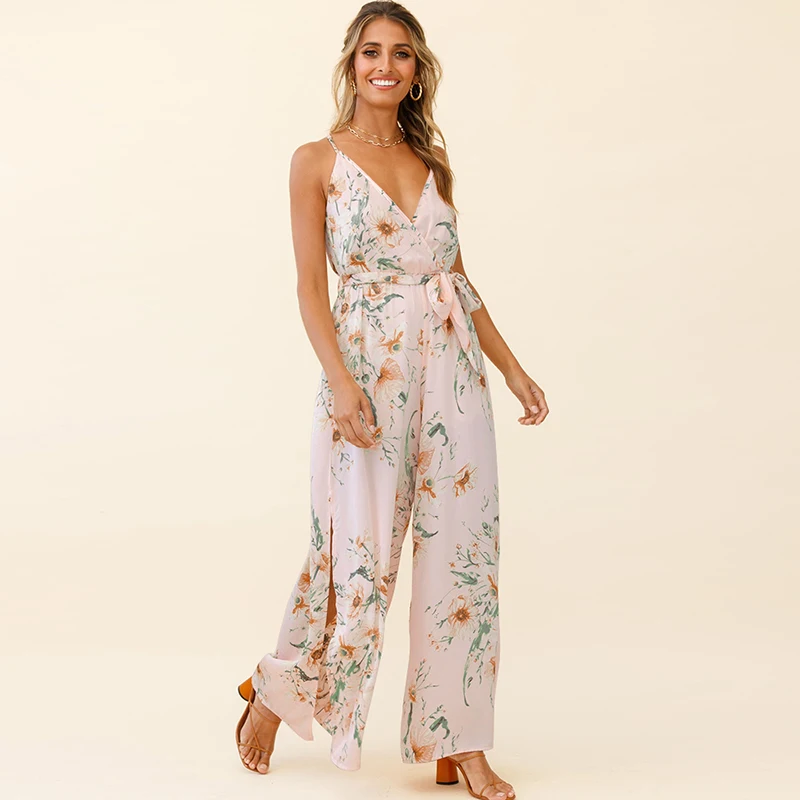 Floral Print Wide Leg Split Fork V Neck Sleeveless Sling Rompers Women Casual Streetwear Beach Party Holiday Jumpsuits
Floral Print Wide Leg Split Fork V Neck Sleeveless Sling Rompers Women Casual Streetwear Beach Party Holiday Jumpsuits