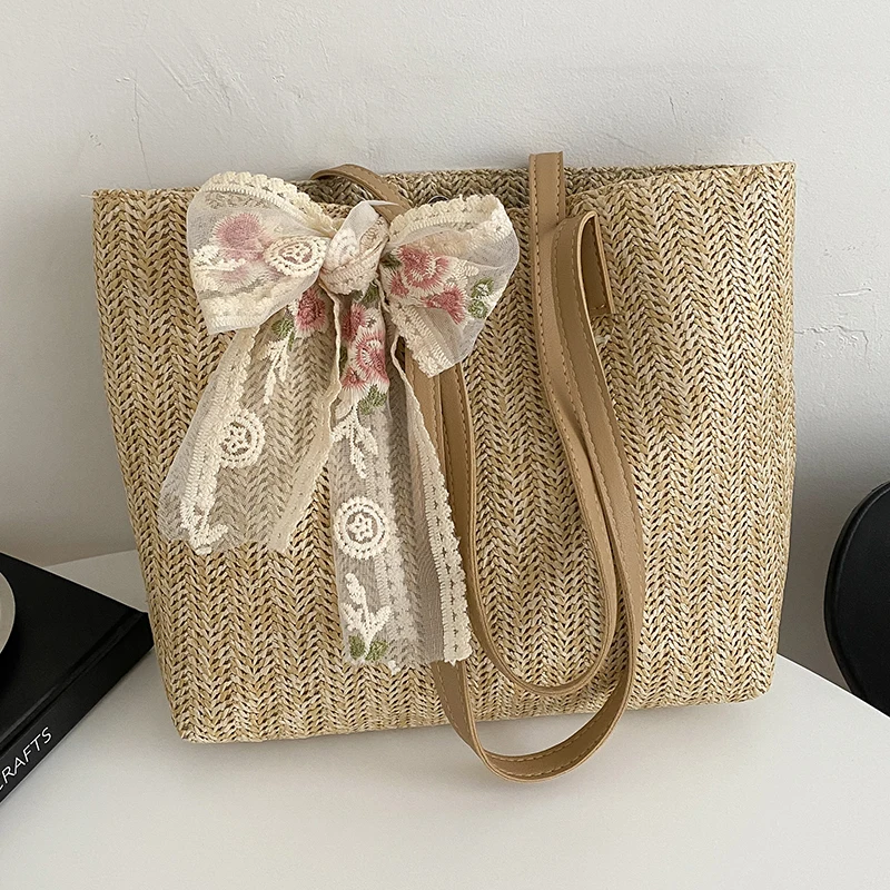 Grass-woven Women's Summer 2021 New Korean Version of Fashion Silk Scarf Woven Tote Bag Women's Handbag Shoulder Bag
Grass-woven Women's Summer 2021 New Korean Version of Fashion Silk Scarf Woven Tote Bag Women's Handbag Shoulder Bag