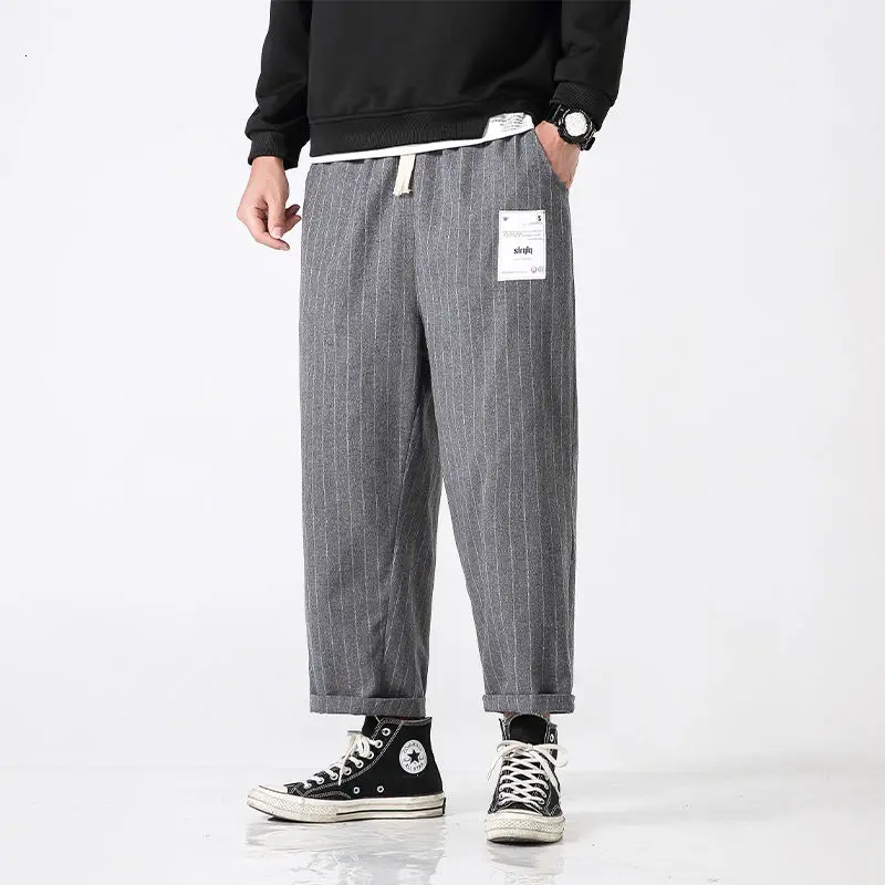 Oversized Striped Casual Pants Men Korean Fashion Loose Casual Straight Wide-leg Pants Japanese Streetwear Ankle-length Pants
Oversized Striped Casual Pants Men Korean Fashion Loose Casual Straight Wide-leg Pants Japanese Streetwear Ankle-length Pants