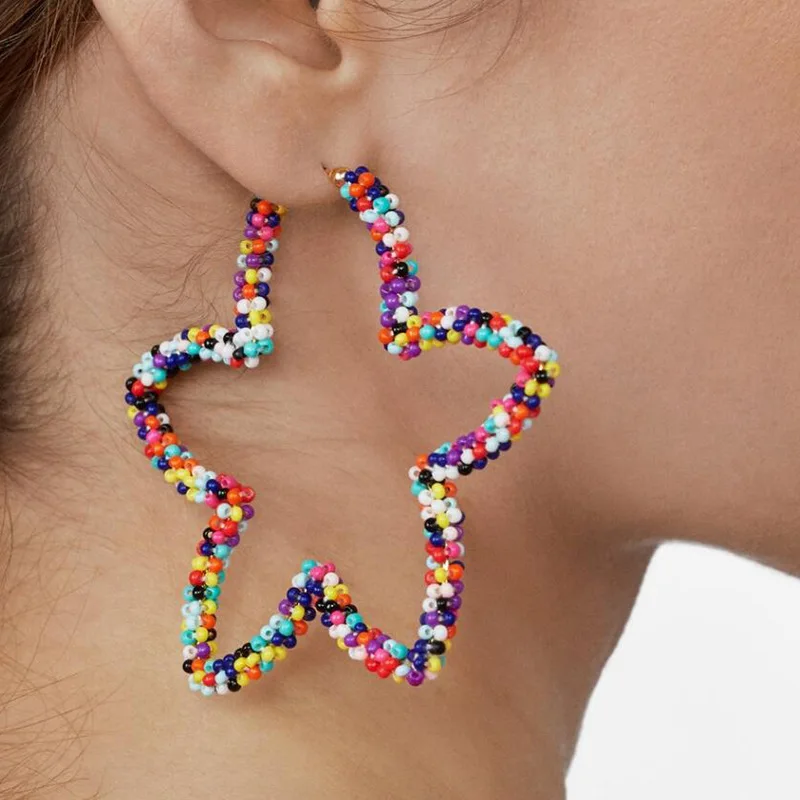 MIREINA Star Shape Colorful Beads Drop Earrings For Woman Trendy Handmade Big Five-Pointed Star Earrings
MIREINA Star Shape Colorful Beads Drop Earrings For Woman Trendy Handmade Big Five-Pointed Star Earrings