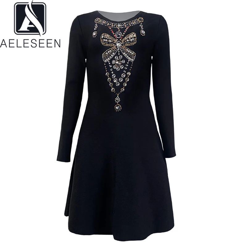 Женское трикотажное платье AELESEEN, подиумное черное облегающее платье с длинным рукавом и вышивкой из бисера, Осень-зима
Женское трикотажное платье AELESEEN, подиумное черное облегающее платье с длинным рукавом и вышивкой из бисера, Осень-зима