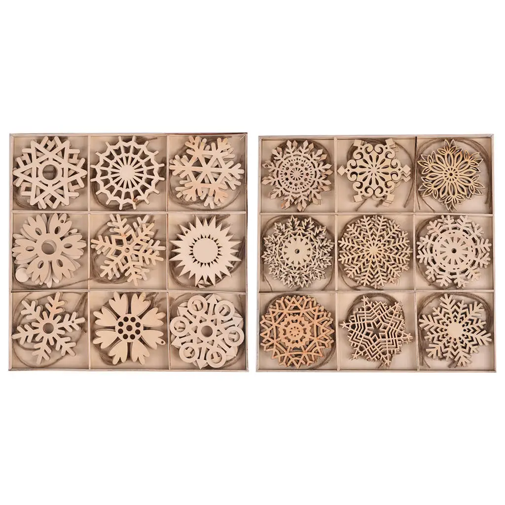 27PCS DIY Snowflake Shapes Christmas Ornaments Unfinished Wood Pieces Slices for Crafts Centerpieces Holiday Hanging Decoration
27PCS DIY Snowflake Shapes Christmas Ornaments Unfinished Wood Pieces Slices for Crafts Centerpieces Holiday Hanging Decoration