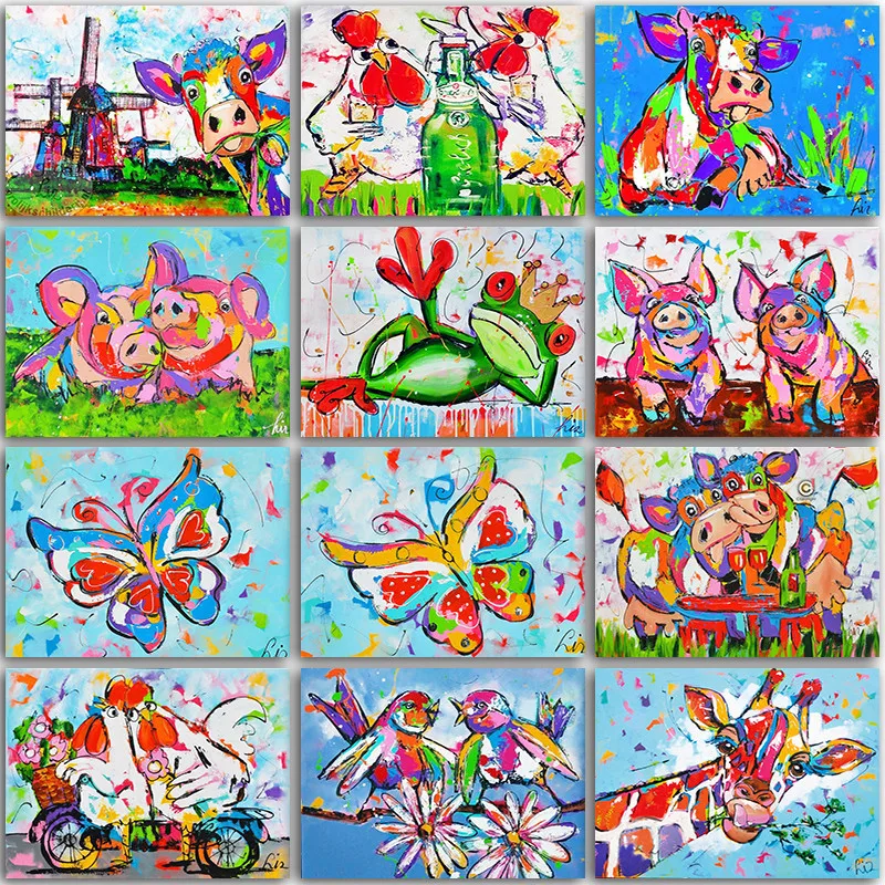 

ZOOYA Diamond Painting Animals Color Cow Bird Pig Home Decor Full Square&Round Diamond Mosaic Diamond Embroidery Cross Stitch