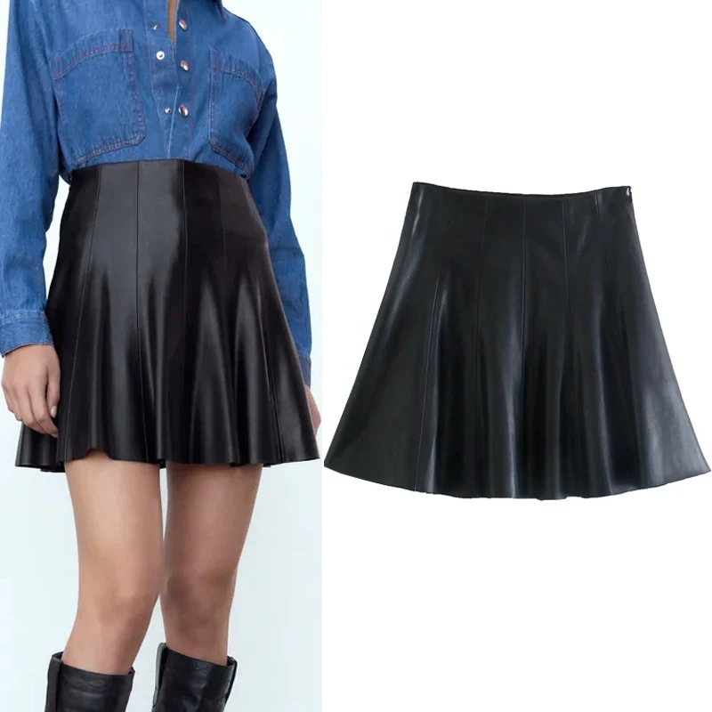 TRAF 2021 Faux Leather Mini Skirts Woman High Waist Black Skirt Women Autumn Vintage A Line Skirt Pleated Short Skirts
TRAF 2021 Faux Leather Mini Skirts Woman High Waist Black Skirt Women Autumn Vintage A Line Skirt Pleated Short Skirts