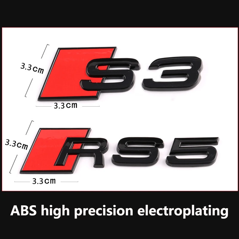 Подходит для Audi S3 S4 S5 S6 S7 RS3 RS4 RS5 RS6 RS7 SQ3 SQ5 SQ7 RSQ5 RSQ7 черная хромированная наклейка с
