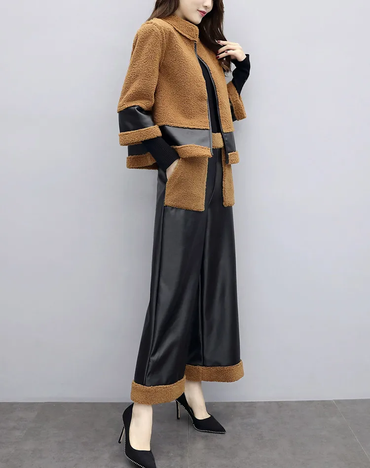 Women Set 2 Two Piece PU Leather Jacket Top+Wide Leg Pants Suits Elegant Fashion 2021 Autumn Winter Clothes Female Plus Size 3XL
Women Set 2 Two Piece PU Leather Jacket Top+Wide Leg Pants Suits Elegant Fashion 2021 Autumn Winter Clothes Female Plus Size 3XL