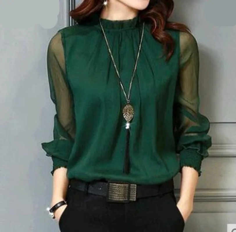Chiffon Blouse New Women Tops Long Sleeve Stand Neck Work Wear Shirts Elegant Lady Casual Blouses women's blusas Plus size
Chiffon Blouse New Women Tops Long Sleeve Stand Neck Work Wear Shirts Elegant Lady Casual Blouses women's blusas Plus size