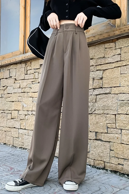 High waist pants autumn casual straight draped wide-leg pants new Korean loose mopping trousers
