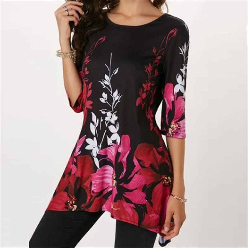 Женская блузка с цветочным принтом в стиле бохо растягивающаяся пляжная