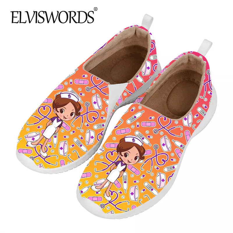 ELVISWORDS Gradient Nursing Flat Shoes For Female Spring/Autumn Casual Slip On Cartoon Nurse Medical Pattern Durable Footwear
ELVISWORDS Gradient Nursing Flat Shoes For Female Spring/Autumn Casual Slip On Cartoon Nurse Medical Pattern Durable Footwear