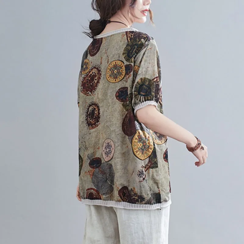 Women Cotton Linen Casual T-shirts New Arrival 2021 Summer Simple Style Vintage Print V-neck Loose Female Tops Tees S3657
Women Cotton Linen Casual T-shirts New Arrival 2021 Summer Simple Style Vintage Print V-neck Loose Female Tops Tees S3657