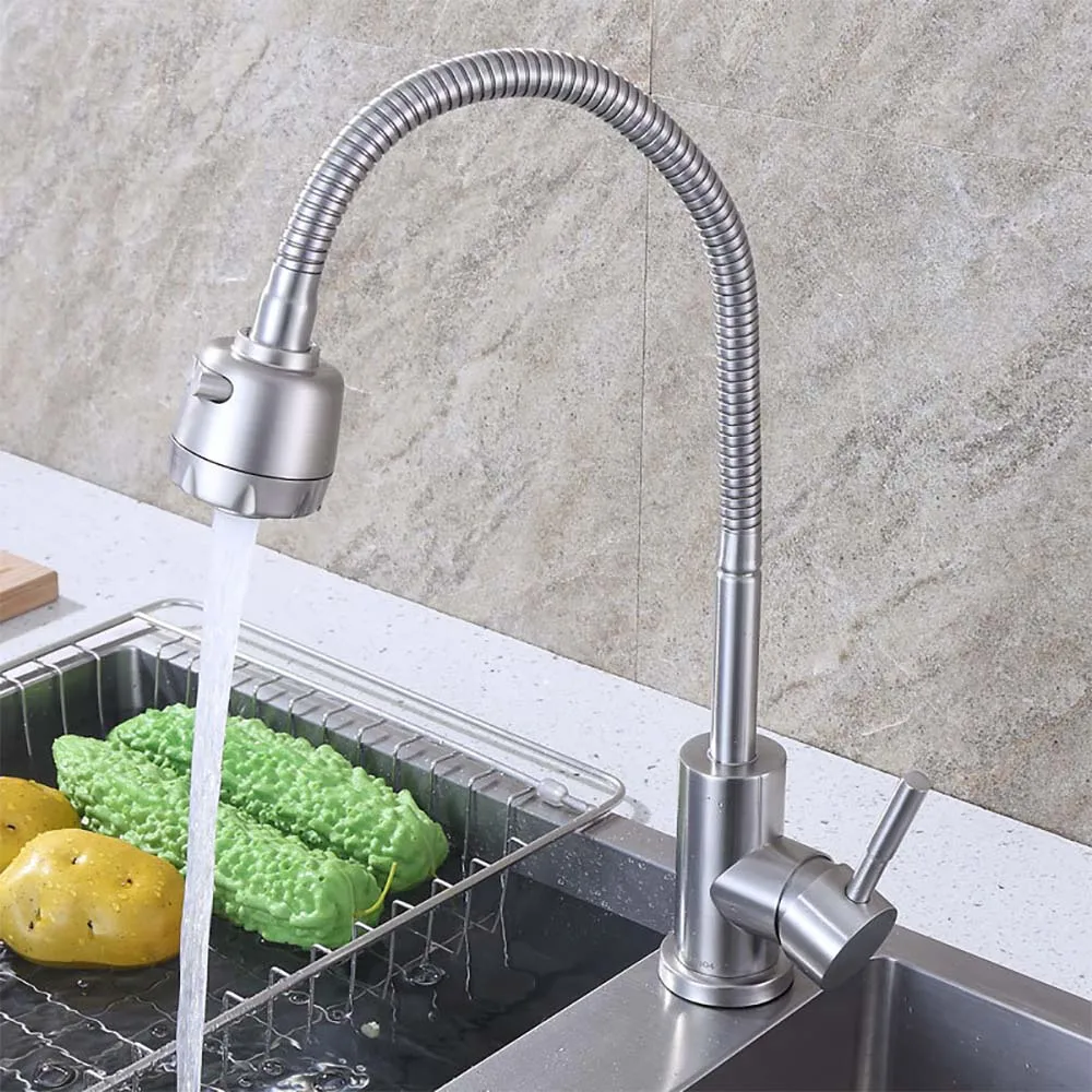 304 Stainless Steel Hot and Cold Water Mixer 360° Rotatable Flexible Deck Mounted Sink Basin Tap Kitchen Faucet
304 Stainless Steel Hot and Cold Water Mixer 360° Rotatable Flexible Deck Mounted Sink Basin Tap Kitchen Faucet