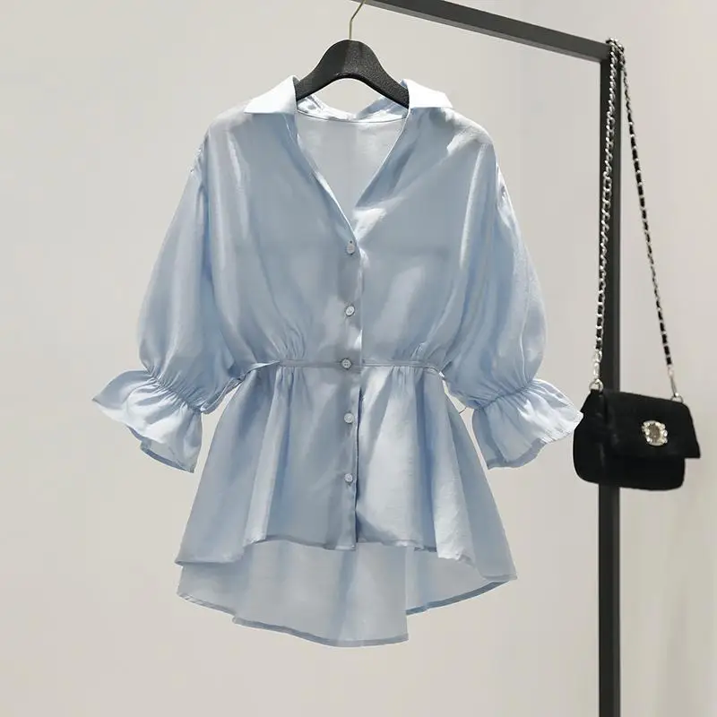 2021 New Korean Women Loose Chiffon Doll Shirt Female Single Breasted Sweet Blouse Three Quarter Sleeve V-neck Blouse Top X160
2021 New Korean Women Loose Chiffon Doll Shirt Female Single Breasted Sweet Blouse Three Quarter Sleeve V-neck Blouse Top X160