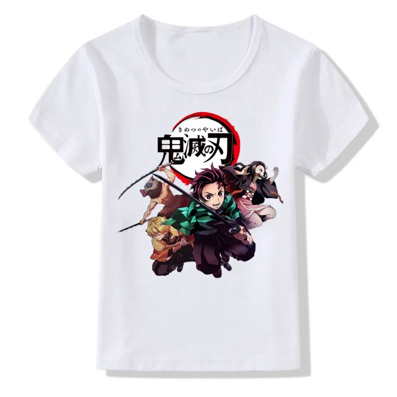 Забавная футболка для мальчиков и девочек с японским аниме Kimetsu No Yaiba Demon Slayer