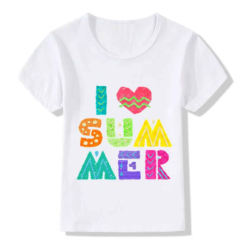 

2019 I Love Summer Design Funny Children T-shirt Cute Summer Tops Boys/Girls Clothes Casual Baby Kids T shirt ,ooo2214
