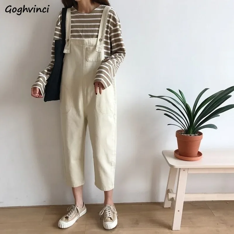 Jumpsuits Women Solid Ankle-length Simple High Waist Pockets Suspender Womens Casual Students All-match Trendy Korean Style Chic
Jumpsuits Women Solid Ankle-length Simple High Waist Pockets Suspender Womens Casual Students All-match Trendy Korean Style Chic