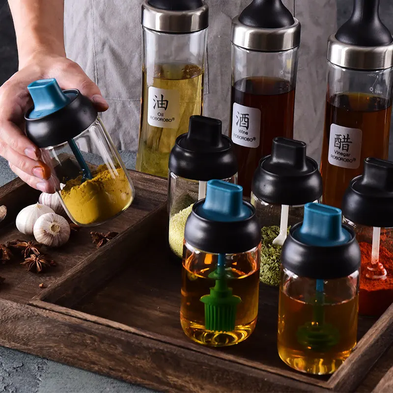 Kitchen Seasoning Jar Glass Sealed Seasoning Bottle Spoon Lid Integrated Seasoning Bottle Brush Oil Bottle Honey Bottle Oil Pot
Kitchen Seasoning Jar Glass Sealed Seasoning Bottle Spoon Lid Integrated Seasoning Bottle Brush Oil Bottle Honey Bottle Oil Pot